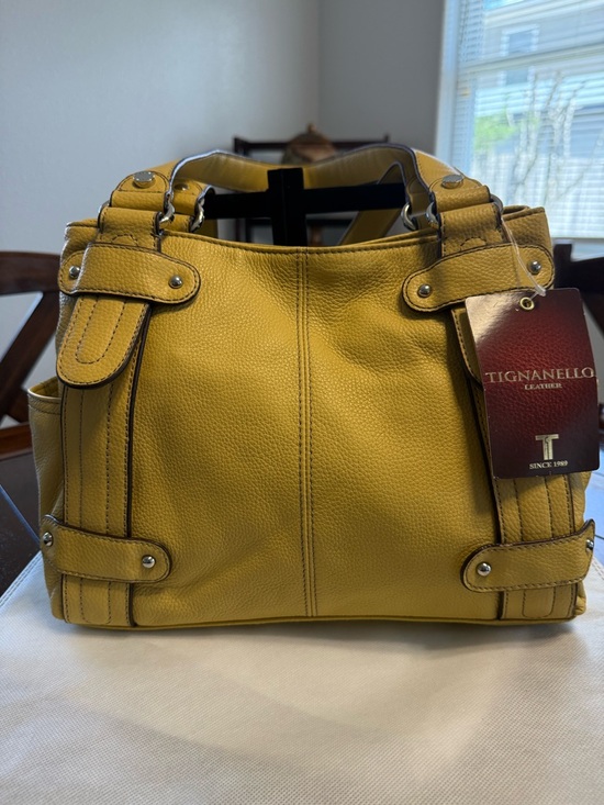 Tignanello Handbags - Tignanello Leather Hobo Tote Mustard Yellow | Tags Attached | Silver Hardware
